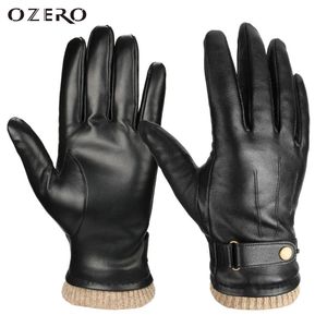 Gants à cinq doigts OZERO Gants d'hiver pour hommes en cuir Nappa Gant chaud en cachemire pour écran tactile - Cadeaux thermiques pour papa ou mari 231007