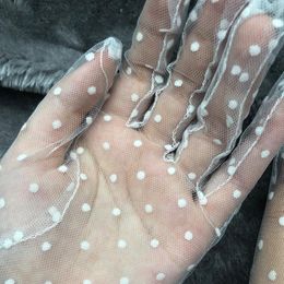 Cinq doigts gants à pois dentelle longue femme semi-transparente maille tulle protection solaire mitaines XX9D
