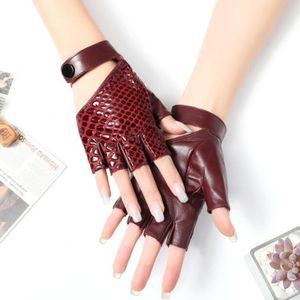 Vijf vingers handschoenen punk lederen half vingerhandschoenen voor vrouwen