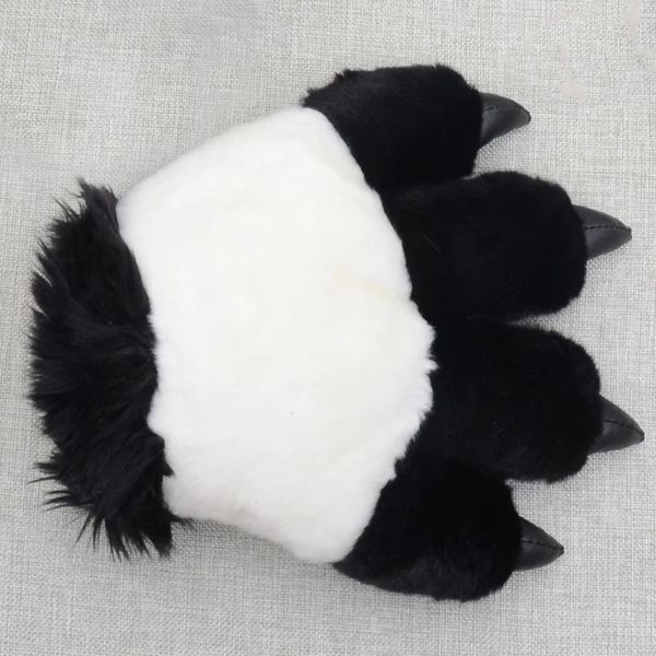 Cinco dedos Guantes Q1FA Linda simulación Panda Paw Peluche Fluffy Animal Relleno Juguetes Acolchado Calentador de manos Halloween Cosplay Traje Mittens 231010