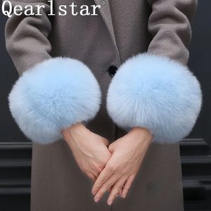 Five Fingers Gloves Qearlstar Super Soft Winter Women Wrist Female Wrist Cuff Sleeves Accessories Faux Fox Fur Elastic Arm Warmer Fur Bracelet YT32 231123