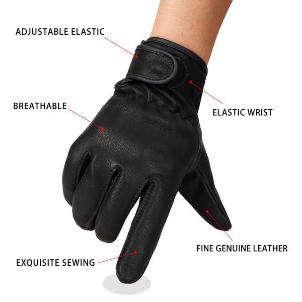Gants à cinq doigts QIANGLEAF noir mince peau de chèvre Sport voiture conduite VTT gants de sécurité résistant à l'usure couche de tête gants en cuir en gros hommes 520SY 230818