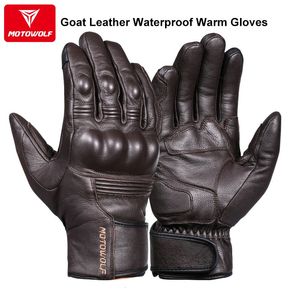 Gants à cinq doigts Gants de moto en cuir véritable imperméable coupe-vent hiver chaud été respirant tactile exploiter Guantes Moto Fist Palm Protect 231218