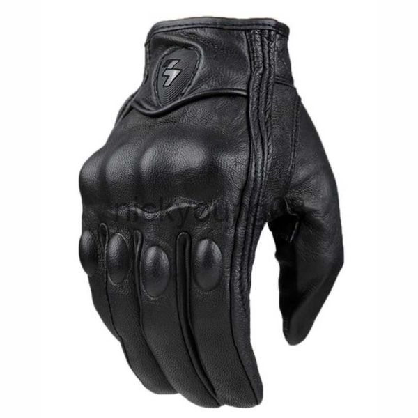 Guantes de cinco dedos Guantes de motocicleta de cuero genuino retro Ventilar suave MBX / MTB / ATV Guante Motocross Equipo de deporte extremo Bicicleta 211124 x0902