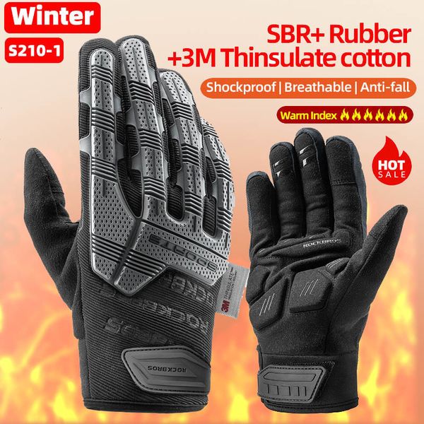 Cinq doigts gants Rockbros cyclisme automne hiver coupe-vent SBR écran tactile vélo VTT respirant doigt complet antichoc Sport 230823