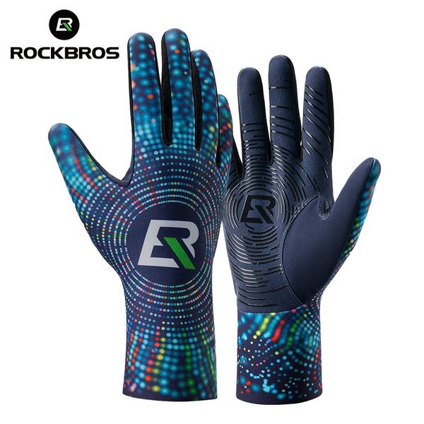 Gants à cinq doigts ROCKBROS gants de cyclisme hiver chaud polaire gants à doigts longs gants de cyclisme sur route de montagne protège-poignets allongés à doigts complets 231207