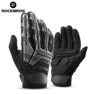 Gants à cinq doigts ROCKBROS gants tactiques écran tactile équitation gants de cyclisme gants VTT thermique chaud moto hiver automne gants de vélo 231207