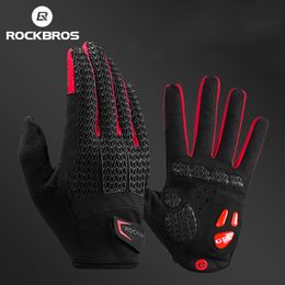 Gants à cinq doigts ROCKBROS gants de cyclisme coupe-vent écran tactile équitation vtt vélo gants de vélo thermique chaud moto hiver automne gants de vélo 230830