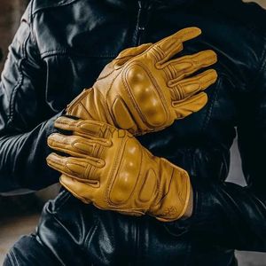 Vijf Vingers Handschoenen Scoyco Motorhandschoenen Zomer Heren Biker Leren Handschoenen Retro Motocross Handschoenen Schapenvacht Vintage Moto Bescherming Geel Bruin YQ231111