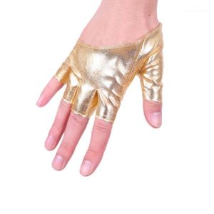 Guantes de cinco dedos Mujeres sexy Medio dedo Pu Cuero Sin dedos Rojo Show Pole Dance Solid Gloden Handsome 2023 Accesorios1