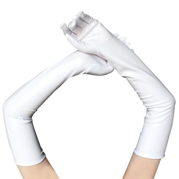 Cinq doigts gants Sexy femmes brillant Long cuir Latex Clubwear fête opéra Costume