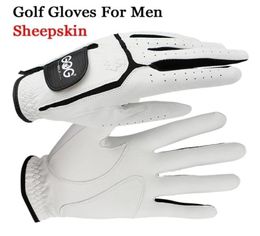 Gants à cinq doigts en peau de mouton en cuir véritable gants de golf professionnels pour hommes gants en lycra blanc et noir épaississement de la paume cadeau f9527732