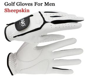 Gants à cinq doigts en peau de mouton en cuir véritable gants de golf professionnels pour hommes gants en lycra blanc et noir épaississement de la paume cadeau f9527732