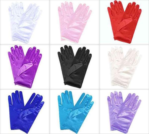 Cinq doigts gants courts satin femmes poignet longueur noir opéra accessoires d'été pour gothique lolita robes de fiesta5141282