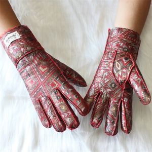 Five Fingers Gants style fourrure tout en un gants cuir femme en peau de mouton imprimé 100 pure laine doublure doux froid et chaud hiver 221111