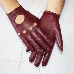 Cinq doigts gants style gants en peau de mouton femmes en cuir mince monocouche sans doublure creux respirant gants de moto printemps et été 221026