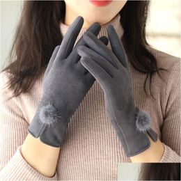 Cinco dedos Guantes Guantes de gamuza Invierno Nuevas mujeres Cálido Dedo dividido Venta al por mayor Touch SN Drop Entrega Accesorios de moda Sombreros, Scarve OTC1H