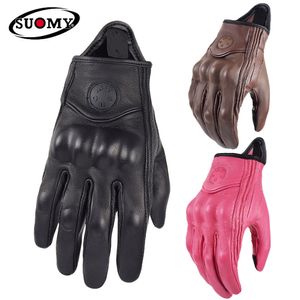 Vijf vingers handschoenen SUOMY 95% geitenleer motorhandschoenen heren dames retro zomer ademend motorcross race straathandschoenen roze 230818