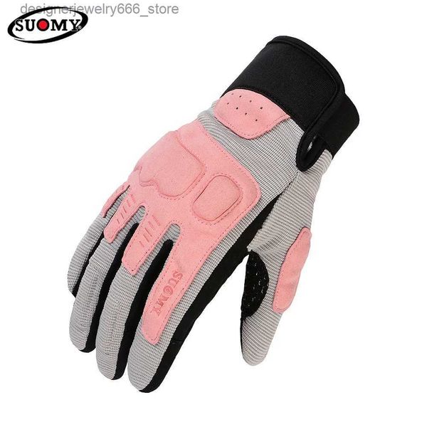 Guantes de cinco dedos SUOMY Lady Pink Guantes de motocicleta con dedos completos Hombres Pantalla táctil marrón Guantes de motociclista todoterreno Guantes de bicicleta de montaña S-XXL Q231206