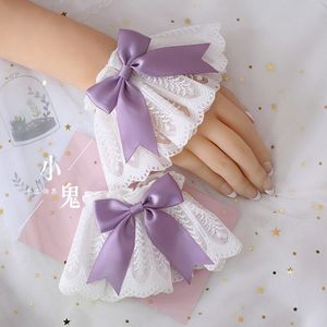 Five Fingers Gloves Sweet Lolita Hand Muñequeras Multicolor Japonés Bowknot Lace Trim Maid Cosplay Para Mujeres Niñas Fiesta Vintage Hand Sleeve 230712