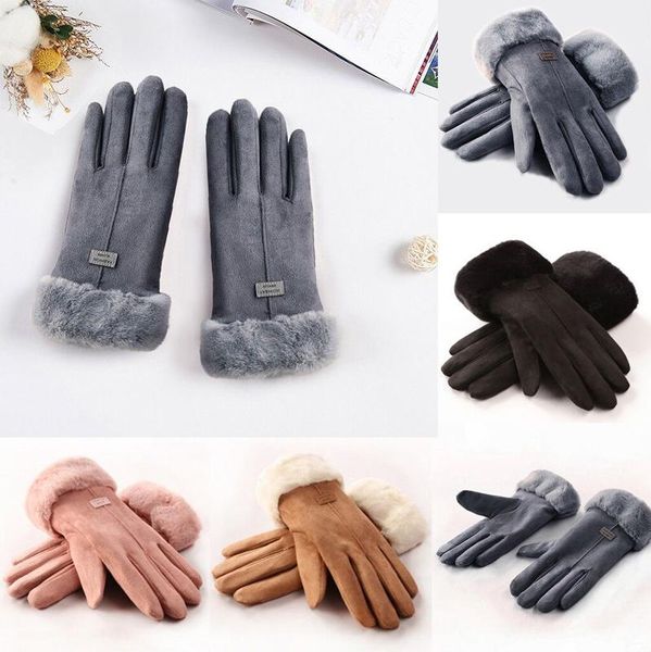 Guantes de cinco dedos, los más vendidos, para mujeres, invierno, niñas, calor al aire libre, guantes de conducción forrados con dedos completos, soporte al por mayor y caída