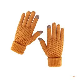 Vijf vingers handschoenen aanraken Sn winter gebreide voor vrouwen licht gewicht warm 2 vinger touchsn technologie drop levering mode accessoires h dhGek