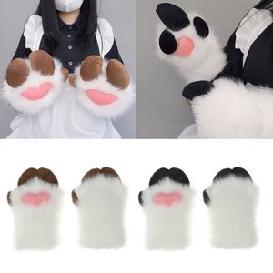 Vijf Vingers Handschoenen Unisex Cosplay Cartoon Schapen Hoefvorm Pluche Halloween Wanten Harige Manchetten voor Carnaval Feest 230925