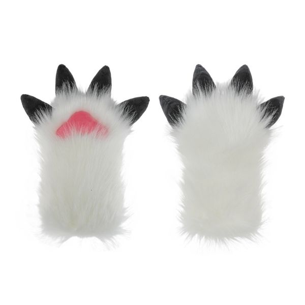 Cinq doigts gants unisexe cosplay dessin animé animal patte forme en peluche Halloween mitaines manchettes en fourrure pour la fête de carnaval goutte 230921