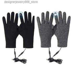 Gants à cinq doigts Gants chauffants USB Chauffe-mains Gants à doigts complets Écran tactile Gants thermiques antidérapants pour le ski Cyclisme Accessoires automobiles Q231206