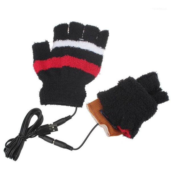 Guantes de cinco dedos con calefacción por USB para invierno