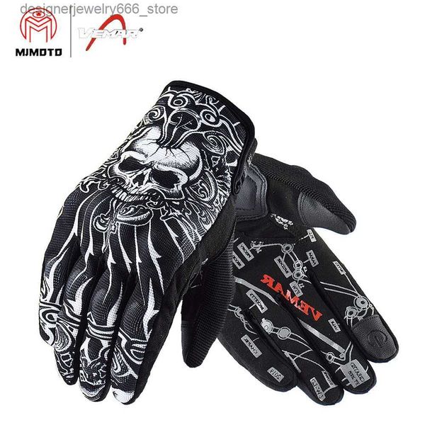 Cinco dedos Guantes VEAMR Malla de verano Guantes de motocicleta transpirables Pantalla táctil Guante de motocross Off-Road Deporte a prueba de golpes Moto Guante de equitación Cráneo Q231206