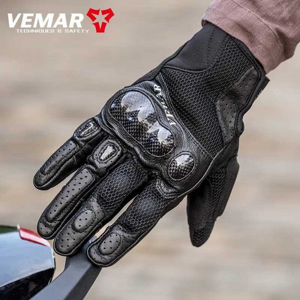 Gants à cinq doigts Vemar Motocross Gants pour hommes Respirant Moto Tactique Luvas Fibre de carbone Protection de coque dure Moto Moto Riding M-2XL YQ231111