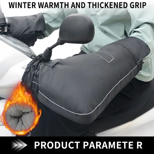 Gants à cinq doigts imperméables gants de guidon de moto hiver protecteur de main coupe-vent doublure en polaire chaud moto scooter poignée couverture gants 231007