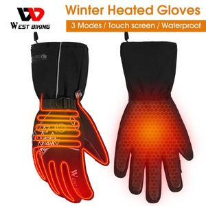 Five Fingers Gloves WEST BIKING Invierno Eléctrico Calentado Térmico USB Recargable Impermeable A prueba de viento Anti-Frío Bicicleta Ciclismo Calentador de manos Glov