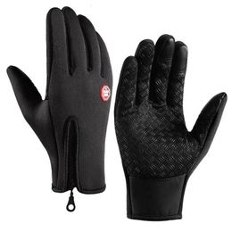 Cinco dedos Guantes Invierno para hombres Impermeable A prueba de viento Frío Snowboard Motociclismo Conducción Cálido Pantalla táctil Cremallera Guante 231013