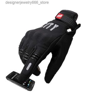 Gants à cinq doigts Gants de moto d'hiver à doigts complets Gant imperméable Moto Garder au chaud Hommes Gants de moto Écran tactile Guantes Gants d'équitation de moto Q231206