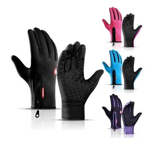 Handschoenen met vijf vingers Winterhandschoenen voor heren Touchscreen Winddicht Fietsen Koude handschoen Warm antislip Buitenrijden Rits Damessporthandschoenen 220921