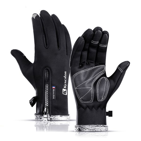 Gants à cinq doigts Gants d'hiver pour hommes plus velours chaud écran tactile gant froid imperméable coupe-vent antidérapant sports de plein air équitation gants pour femmes 230822