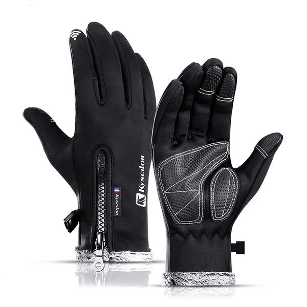 Gants à cinq doigts Gants d'hiver pour hommes et velours Chaud Écran tactile Gant froid imperméable coupe-vent antidérapant Sport de plein air Gants d'équitation pour femmes 231115