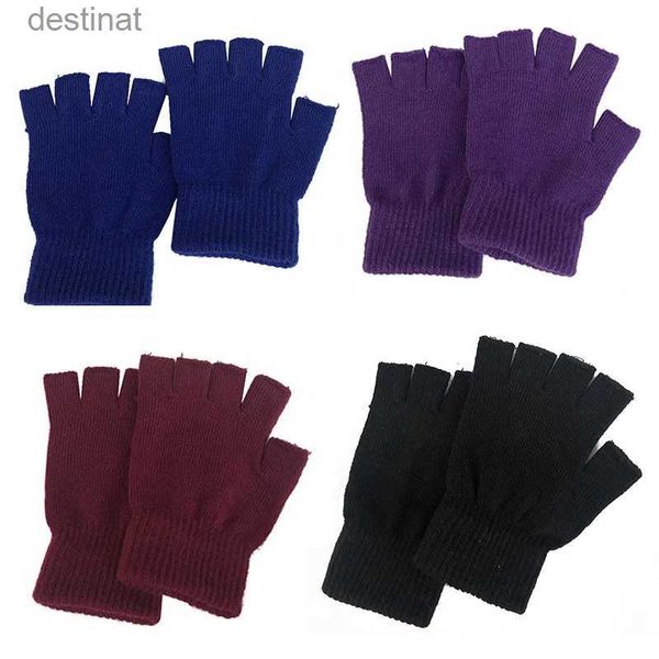 Gants à cinq doigts hiver demi-doigts gants sans doigts gants chauds courts femmes hommes gants en tricot de laine unisexe mitaines d'extérieur élastique confort gantL231013