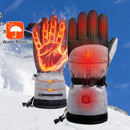 Handschoenen met vijf vingers Verwarmde winterhandschoenen Elektrisch verwarmde handschoenen Waterdicht Fietsen Winddicht Touchscreen guantes Ski luvas voor heren Dames 230906