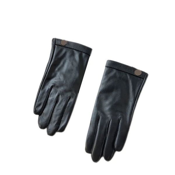 Cinco dedos Guantes Guantes de cuero de invierno Cachemira Forro negro Mitones Hombres al aire libre Mujeres Guantes cálidos con paquete de caja de regalo