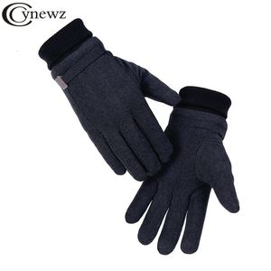 Cinq doigts gants hiver hommes gants épaissi garder au chaud coupe-vent moto gants tissu velours écran tactile conduite en plein air mâle mitaines 231115