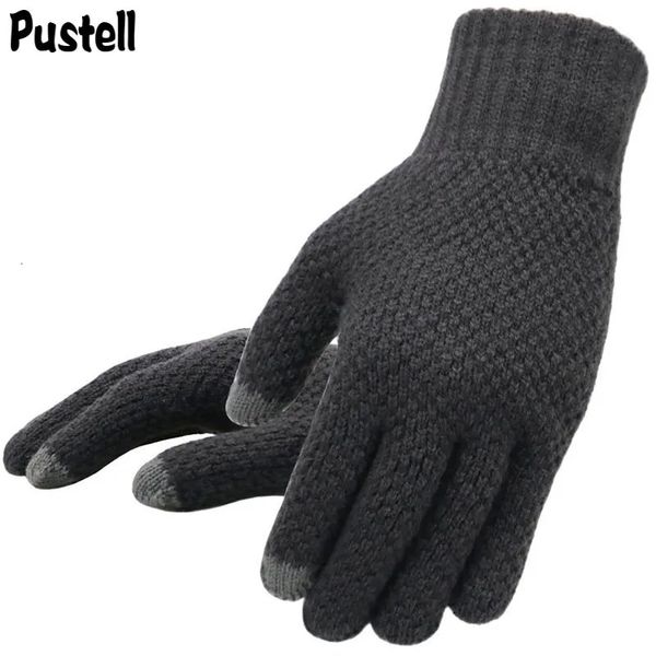 Cinq doigts gants hiver hommes gants tricotés écran tactile de haute qualité mâle mitaine épaissir chaud laine cachemire solide hommes gants d'affaires automne 231120