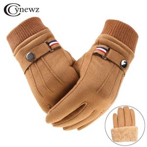 Five Fingers Handschoenen Winter Heren Handschoenen Suède Warm Houden Touchscreen Winddicht Rijden Guantes Dik Kasjmier Anti Slip Outdoor Mannelijke Lederen Handschoenen J221031