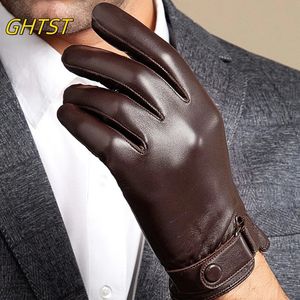 Cinco dedos Guantes Invierno Hombres Piel de oveja Guantes de cuero Alta calidad Mantener caliente Pantalla táctil A prueba de viento Conducción Gants Moto Ciclismo Guantes Negocios 231130