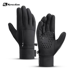 Gants à cinq doigts hiver hommes femmes gants de neige de ski gants de cyclisme imperméables gants en polaire thermique chauds avec petite poche zippée 231007