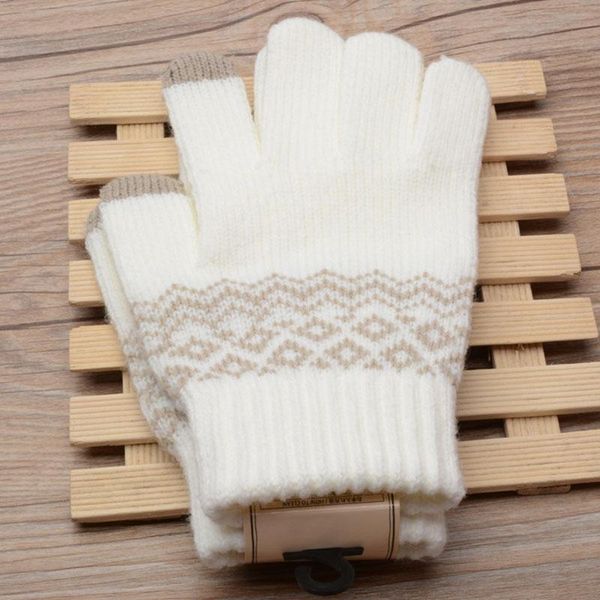 Cinq doigts gants hiver hommes/femmes chaud Jacquard Stretch tricot femme impression magique accessoires laine plein doigt épaissir mitaines