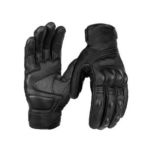 Gants à cinq doigts Gants de moto d'hiver en cuir hommes femmes chaud intérieur coupe-vent écran tactile en cuir véritable Gants Luvas Guantes moto ATV 231113