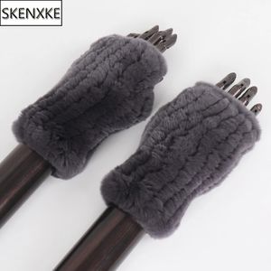 Cinq doigts gants hiver véritable fourrure Golve femmes en plein air chaud 100 Rex lapin tricot épais naturel doux mitaines 231116